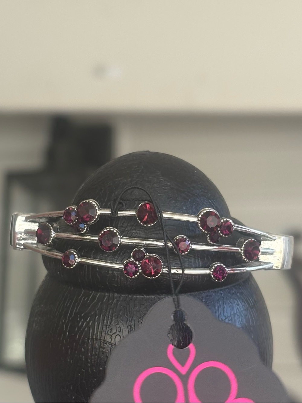 Silver-Tone Bracelet with Purple Crystal Accents